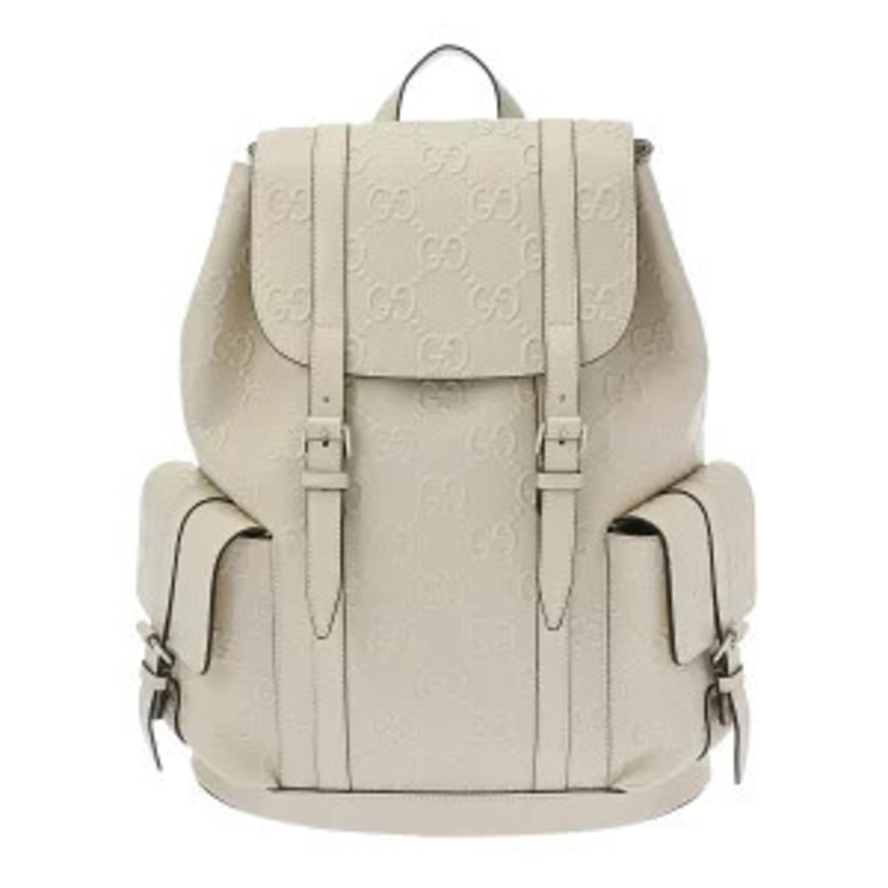 Gucci GG Embossed Backpack Rucksack Leather Daypack White